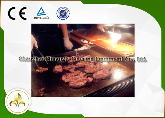 satın al Koyun Eti Tavuk Balığı Kabuklu Deniz Ürünleri İçin Özel 1.1M S/S Mobil Teppanyaki Grill online manufacture