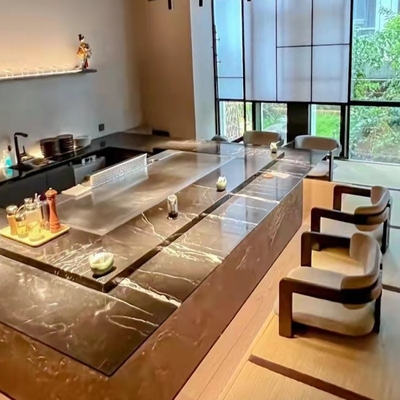 satın al Açık Renk Dikdörtgen Yarım Daire Oval Teppanyaki Izgara Masası 6-12 Kişilik Hibachi Masası online manufacture