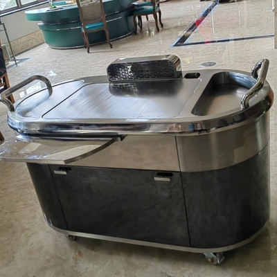 satın al Elektromanyetik Mobil Teppanyaki Izgara Masası Paslanmaz Çelik Duman Aşağı Egzoz online manufacture