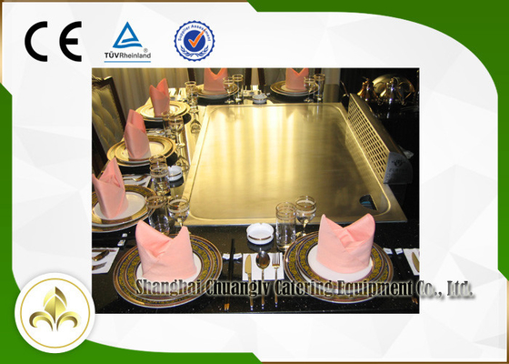 satın al Elektromanyetik Isıtma Dikdörtgen Yedi Koltuklu Elektrikli Teppanyaki Izgara Masası online manufacture