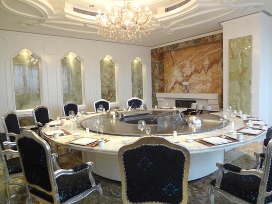 satın al Sırt Sırta Daire Şeklinde Paslanmaz Çelik Çift Sobalı Hibachi Grill Masası online manufacture