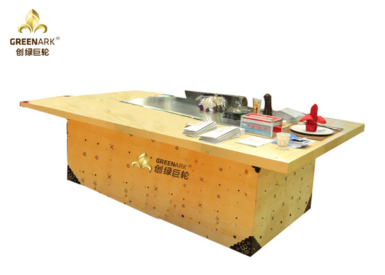 satın al Altın Rengi İndüksiyon Isıtma Dikdörtgen Teppanyaki Izgara Masası 2400mm Uzunluk Çevrimiçi üretim