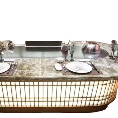 satın al Commercial Teppanyaki Grill with German 304 Stainless Steel and 20 mm Heating Plate in 2200*850*800 mm Size Çevrimiçi üretim