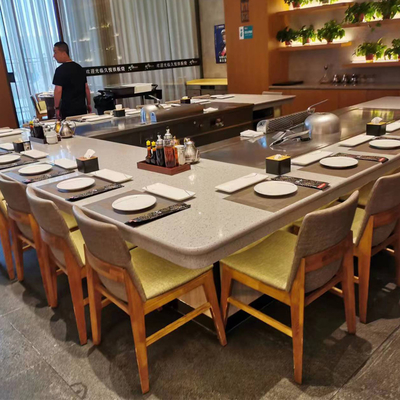 Özel tasarımlı kapalı dikdörtgen teppanyaki ızgara masası 240V
