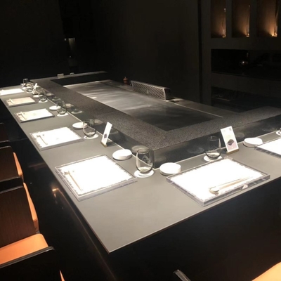 Özel tasarımlı restoran paslanmaz çelik Hibachi ızgara masası
