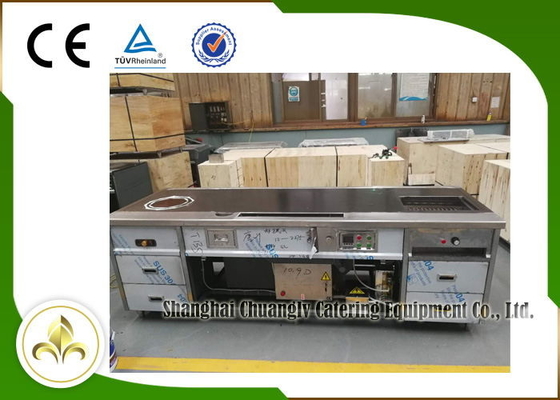 Eletromagnetic Teppanyaki Grill Masa Çok Fonksiyonlu Dikdörtgen Çorba Ocağı Barbekü