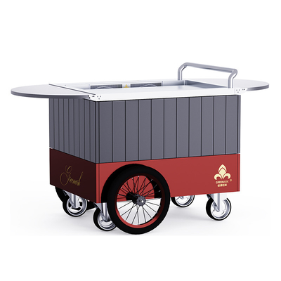 Red Mobile Teppanyaki Grill 16 inç özel tekerlekler Serbest hareket Yiyecek malzemesi Hibachi Grill Table