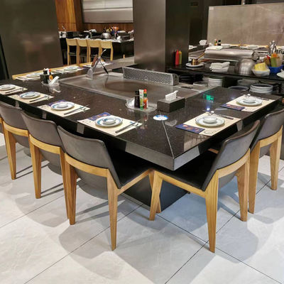 Paslanmaz çelik Teppanyaki ızgara masası 2400x850x800mm 8kW